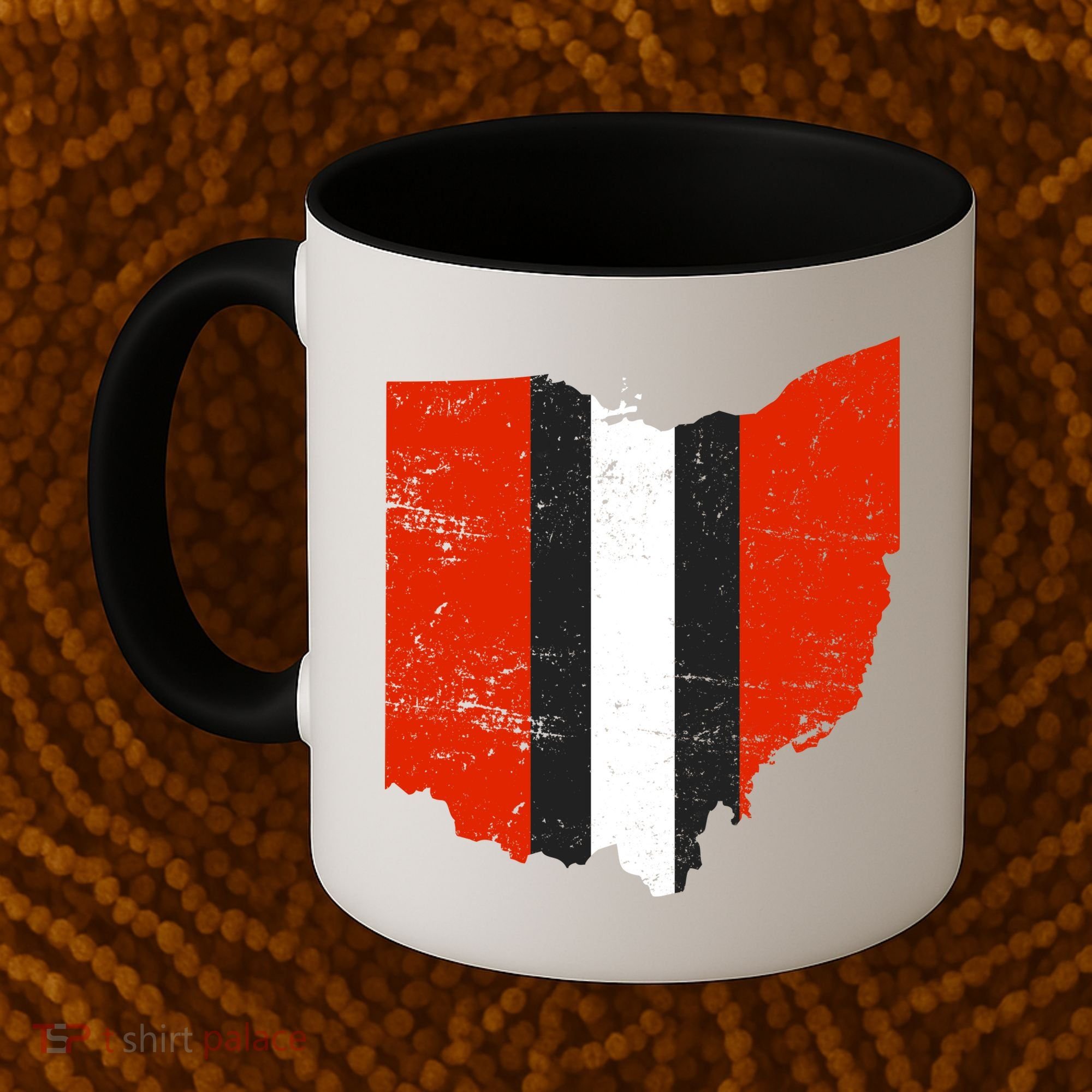 Ohio Cleveland Stripe Football Coffee Mug