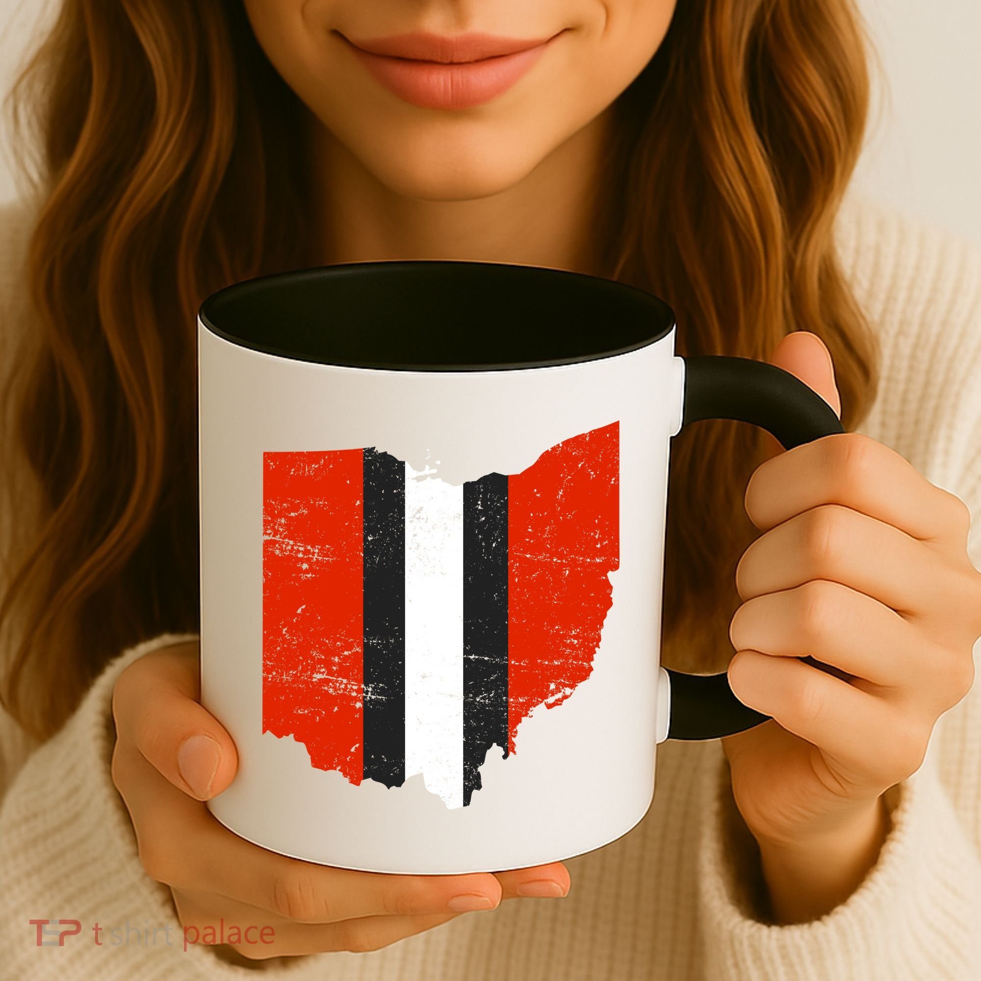 Ohio Cleveland Stripe Football Coffee Mug