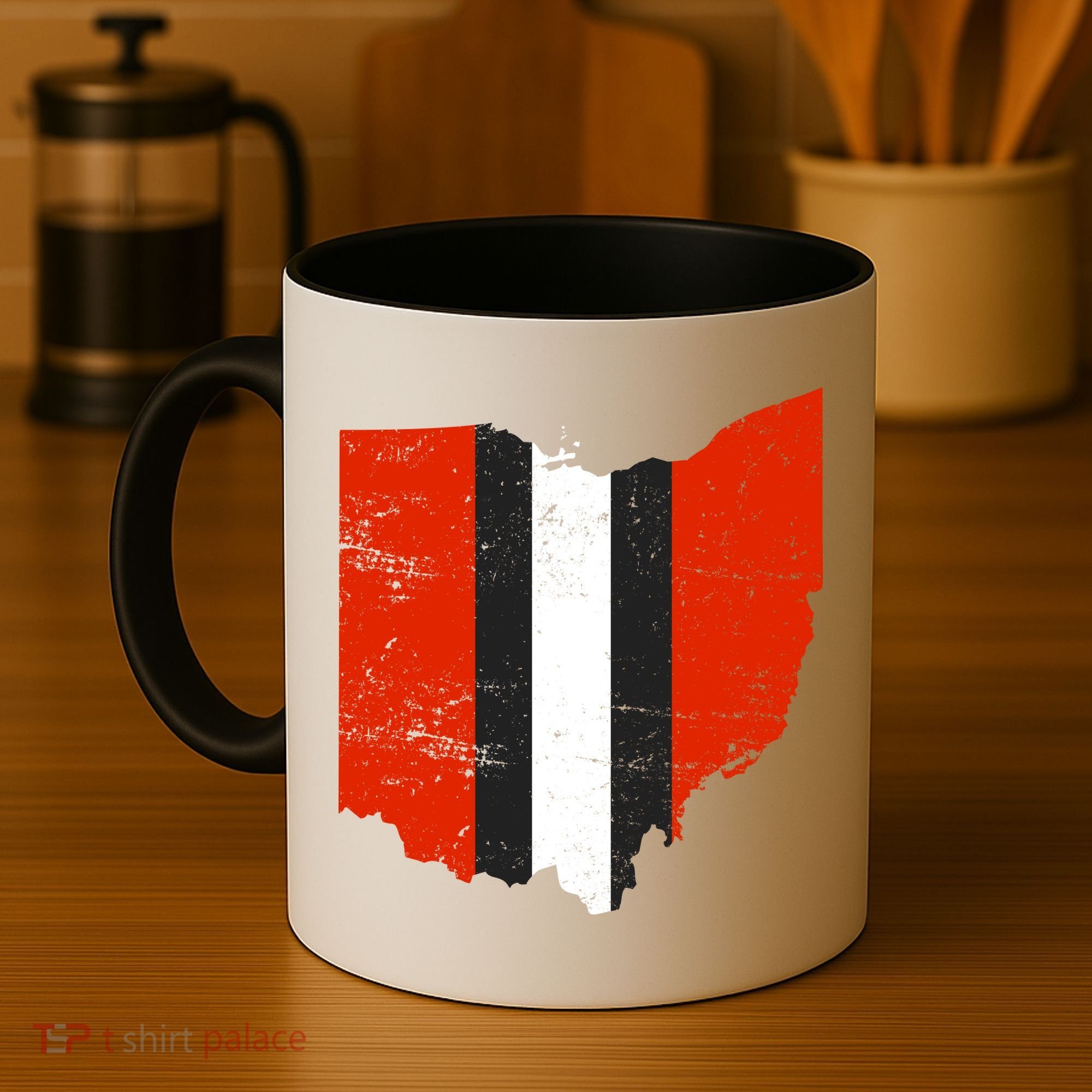 Ohio Cleveland Stripe Football Coffee Mug