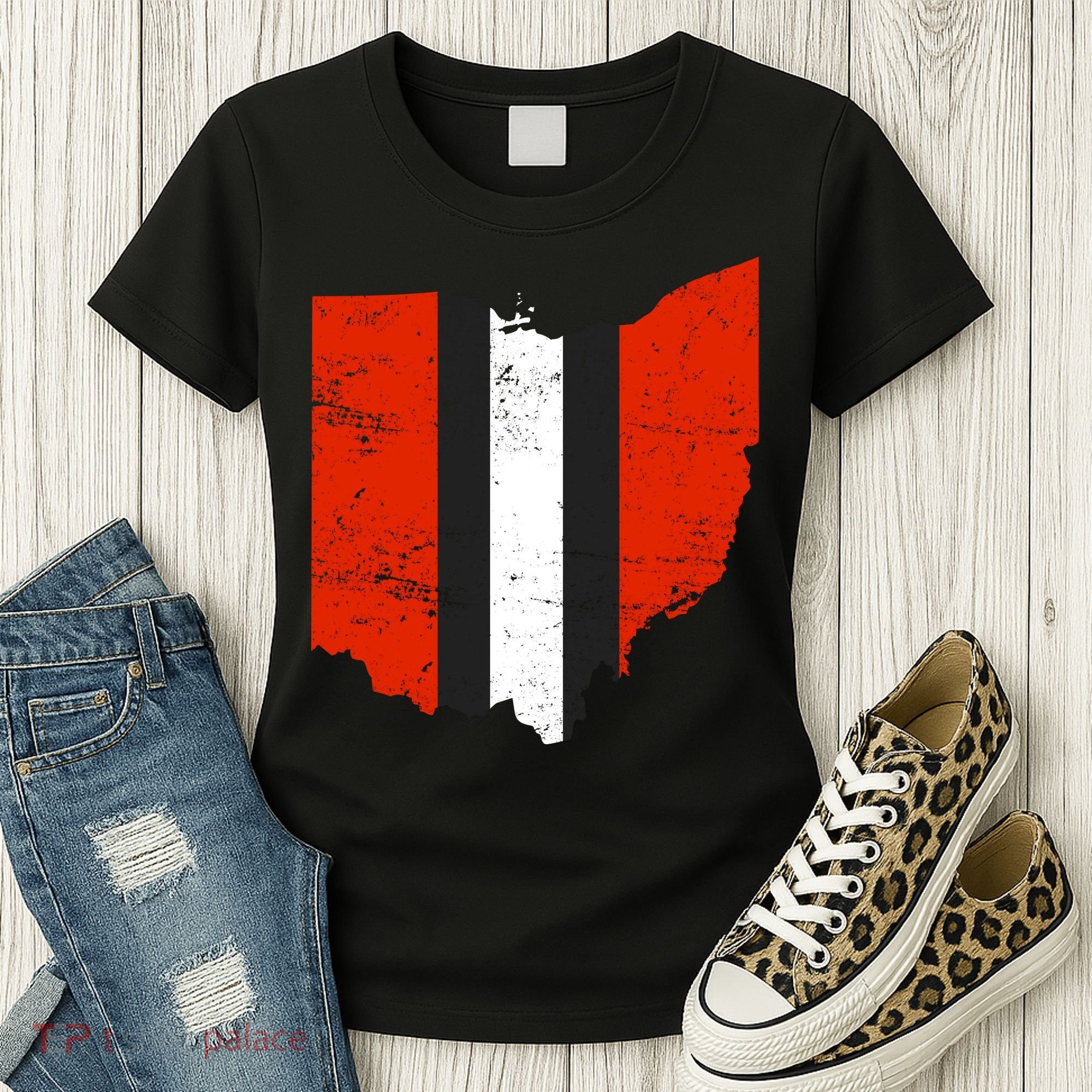 Ohio Cleveland Stripe Football Women's T-Shirt