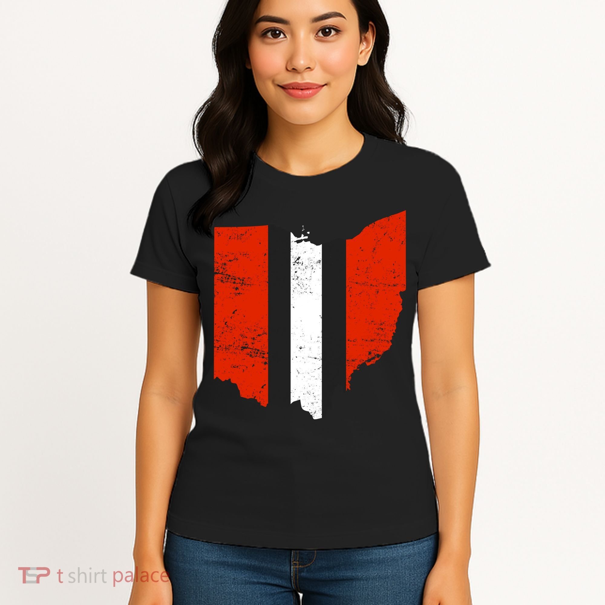 Ohio Cleveland Stripe Football Women's T-Shirt