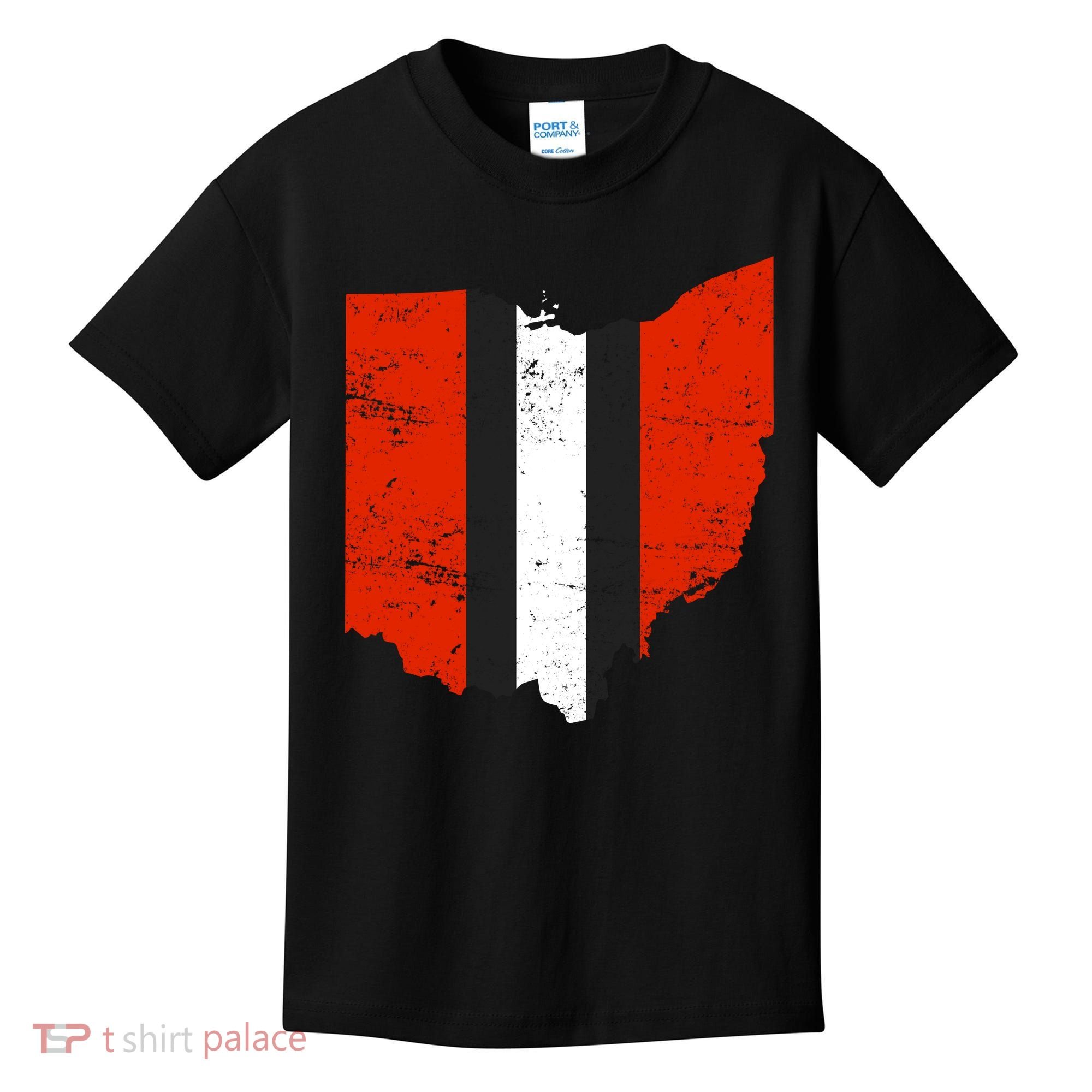 Ohio Cleveland Stripe Football Kids T-Shirt