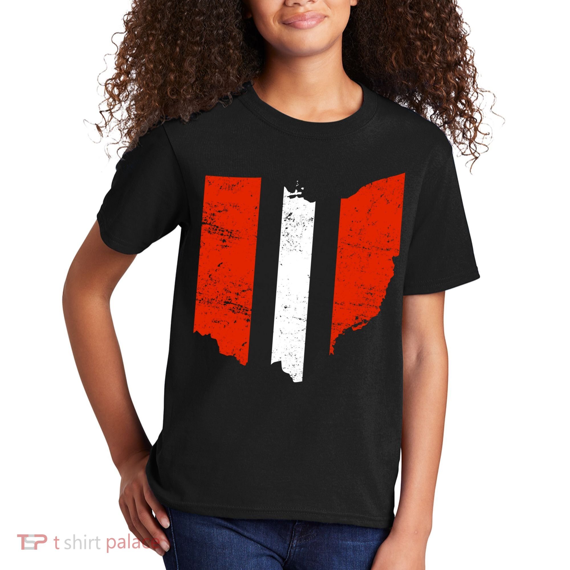 Ohio Cleveland Stripe Football Kids T-Shirt