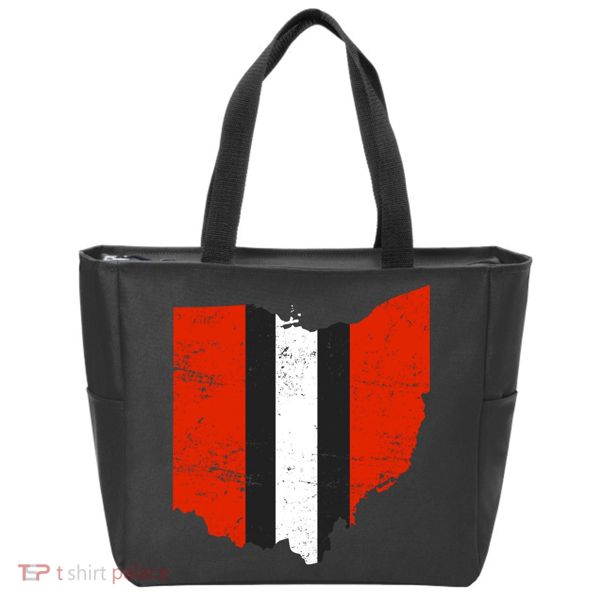 Ohio Cleveland Stripe Football Tote Bag