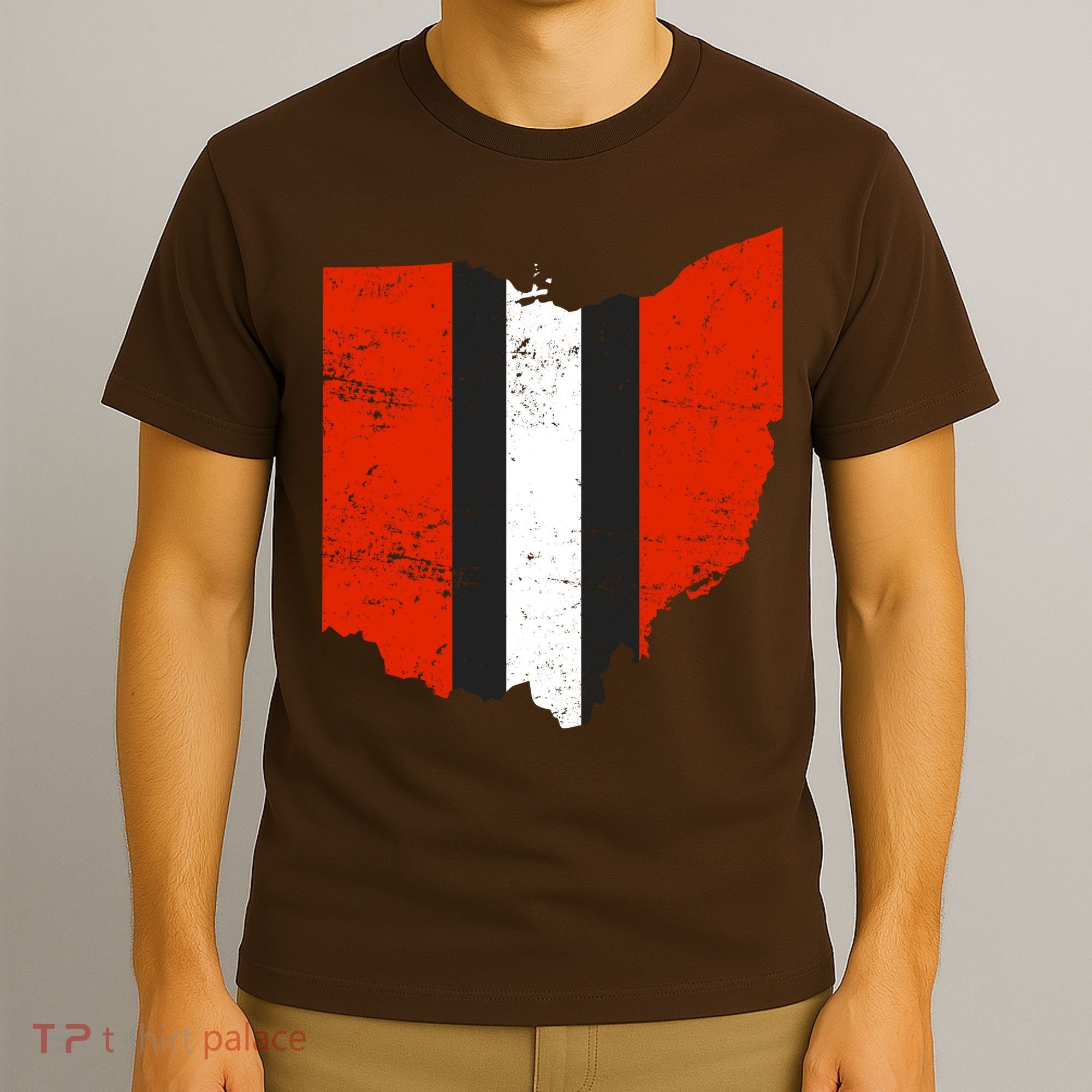 Ohio Cleveland Stripe Football T-Shirt