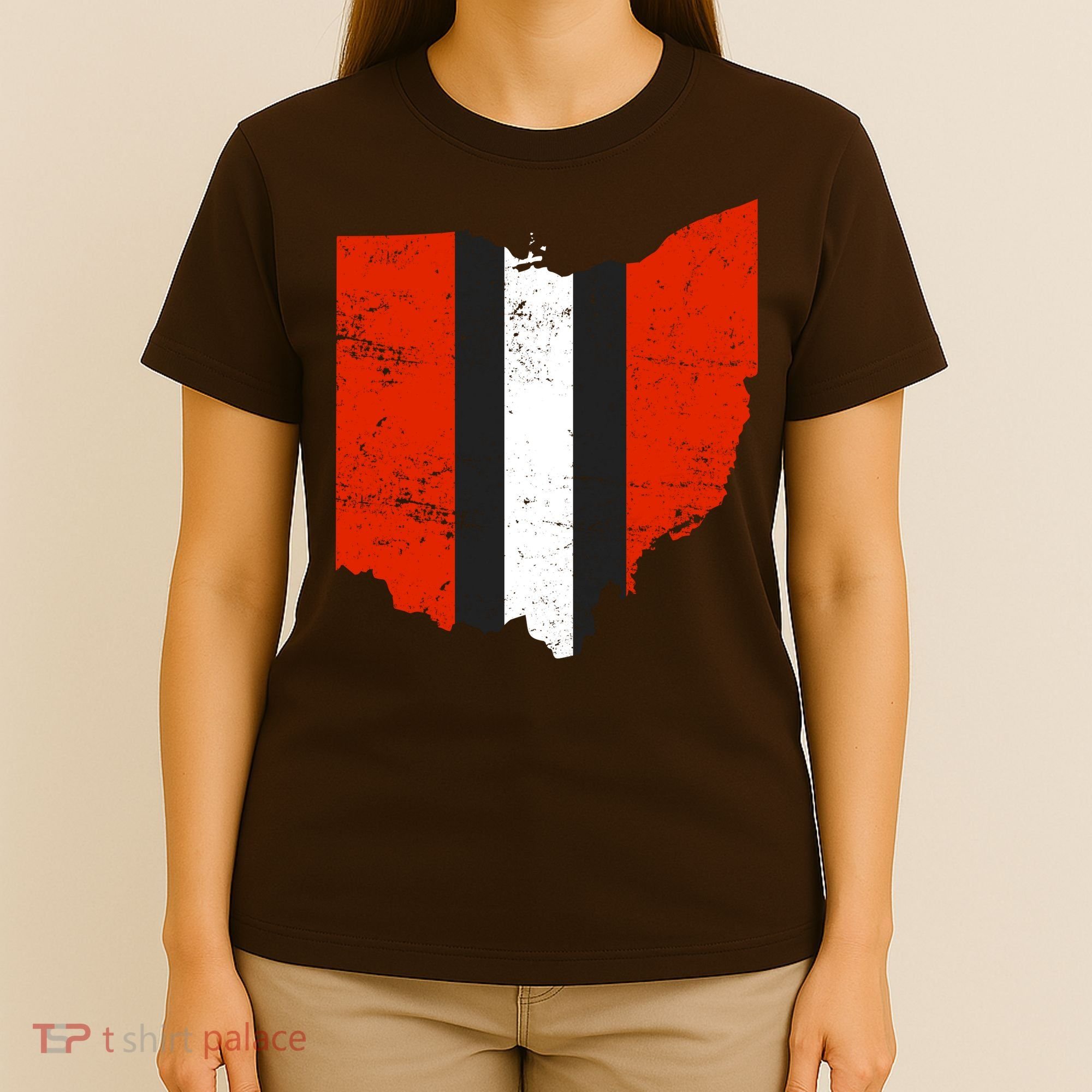 Ohio Cleveland Stripe Football T-Shirt