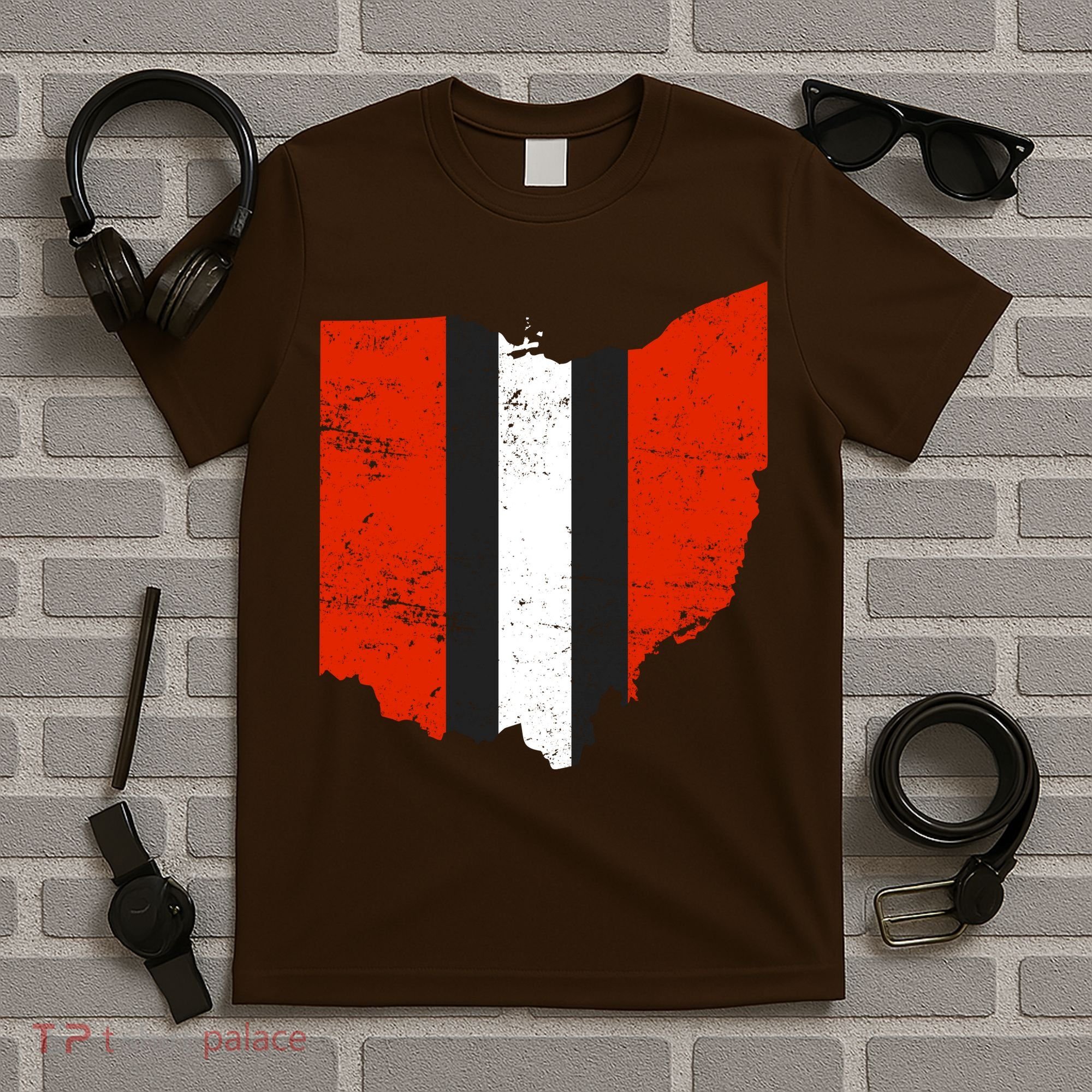 Ohio Cleveland Stripe Football T-Shirt