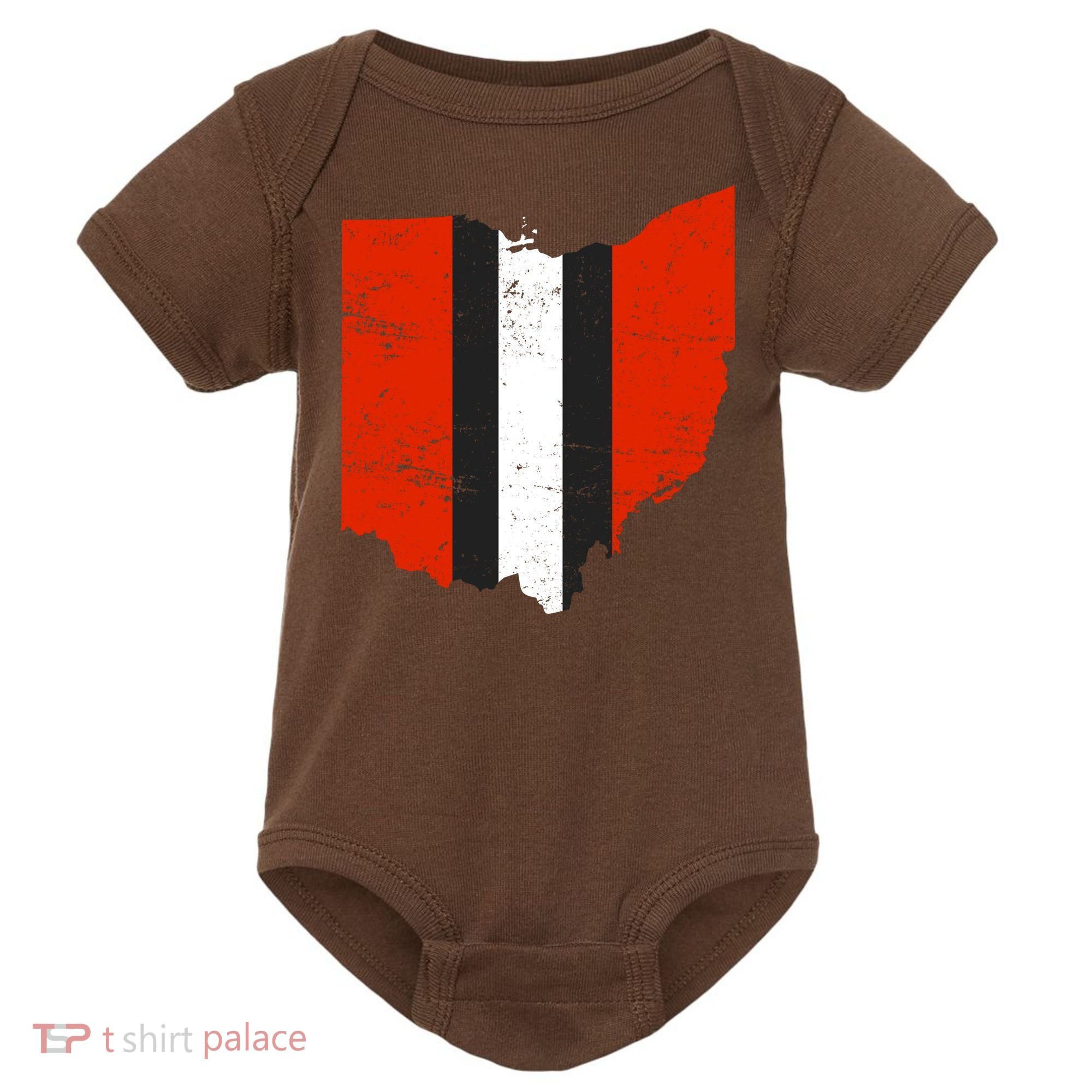 Ohio Cleveland Stripe Football Baby Bodysuit