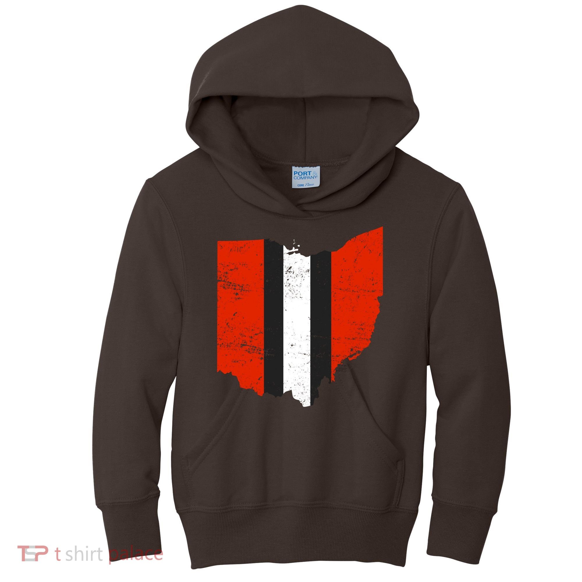 Ohio Cleveland Stripe Football Kids Hoodie