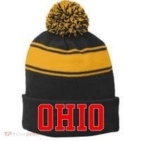 Ohio Jersey Block Logo Stripe Pom Pom Beanie thumb 0