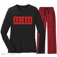 Ohio Jersey Block Logo Women's Long Sleeve Flannel Pajama Set  thumb 0
