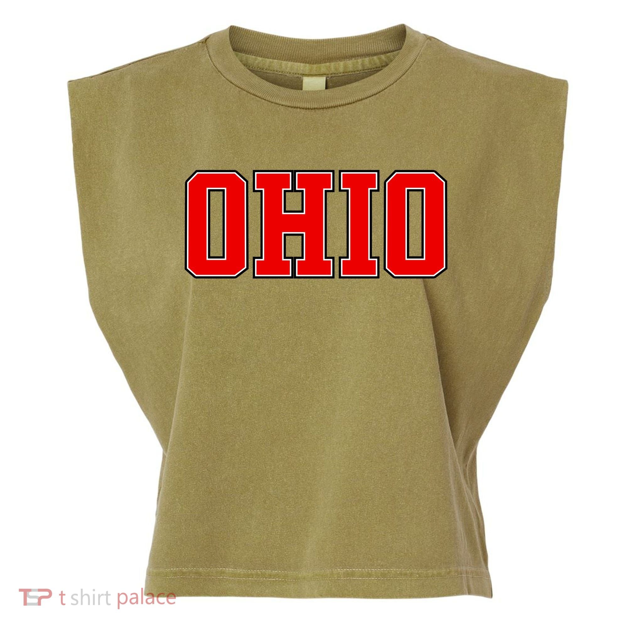 Ohio Jersey Block Logo Garment-Dyed Women's Muscle Tee