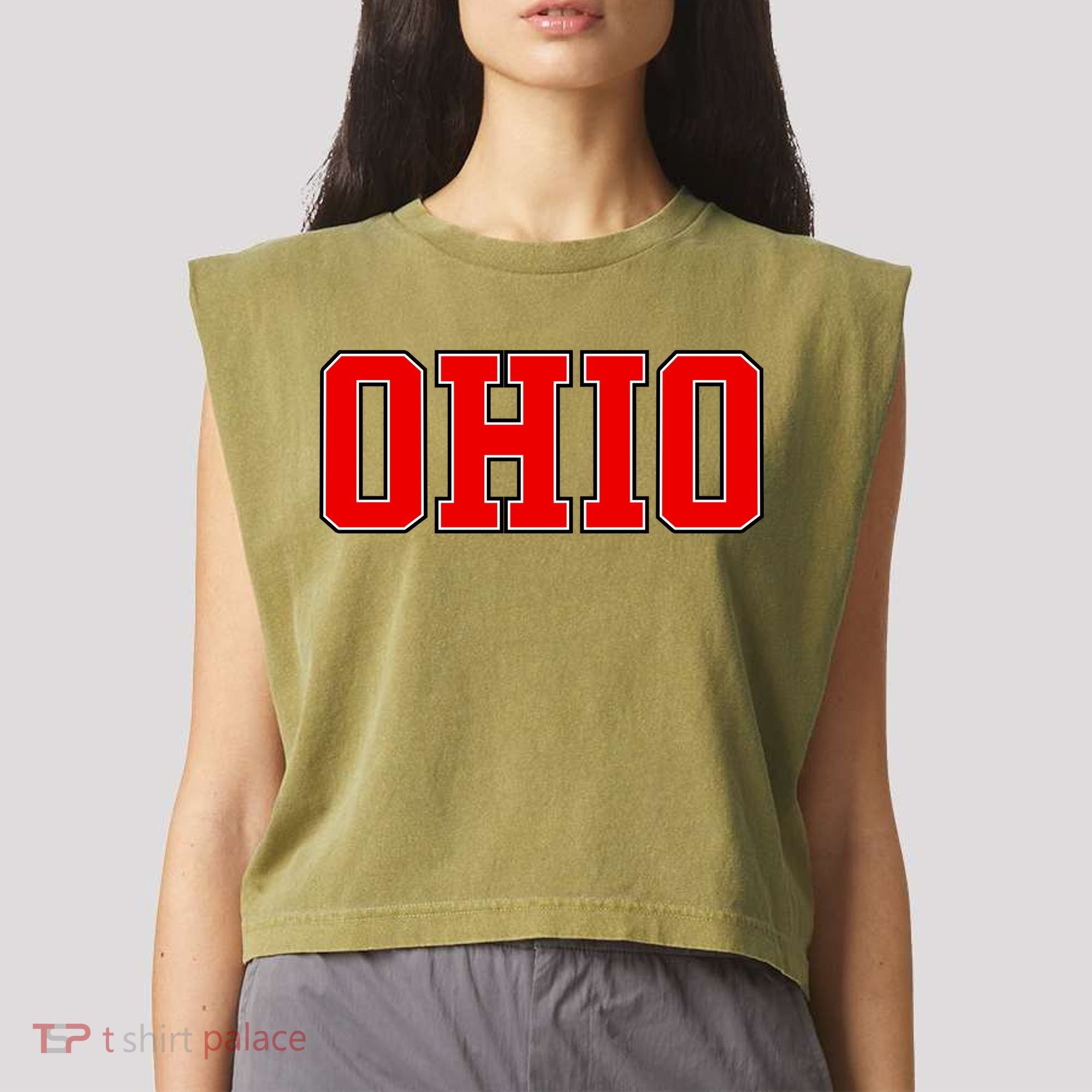 Ohio Jersey Block Logo Garment-Dyed Women's Muscle Tee