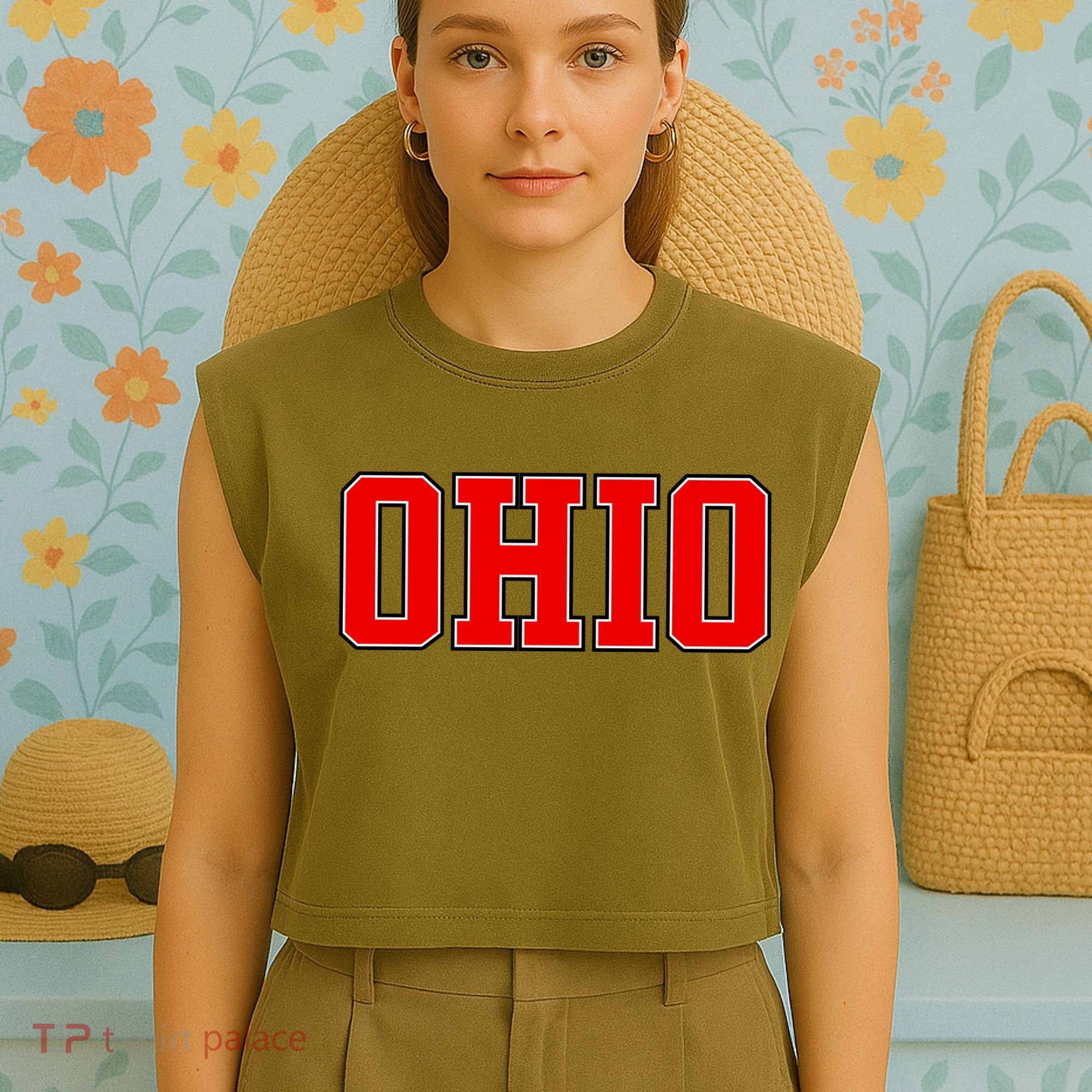 Ohio Jersey Block Logo Garment-Dyed Women's Muscle Tee