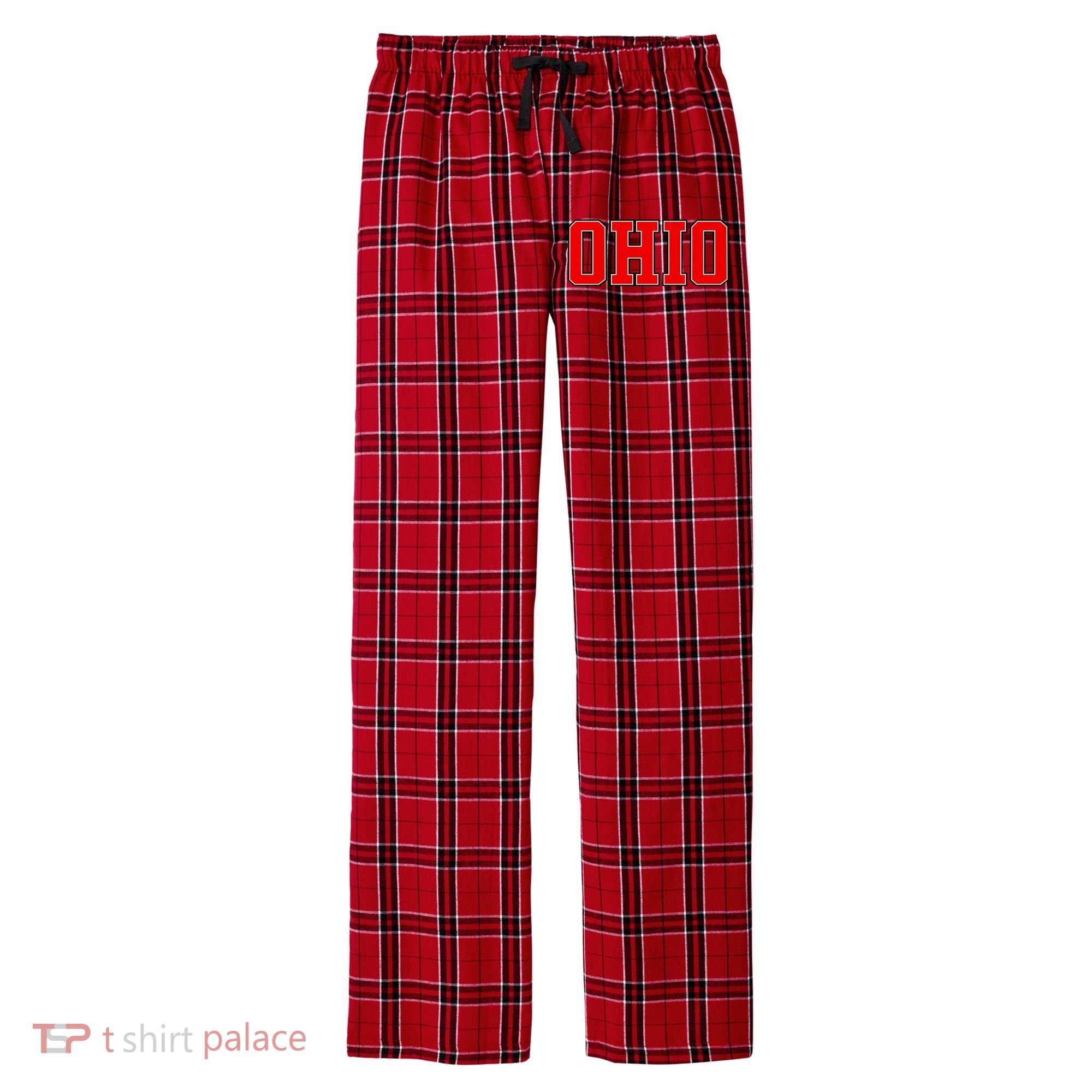 Ohio Jersey Block Logo Men's Flannel Plaid Pajama Pants