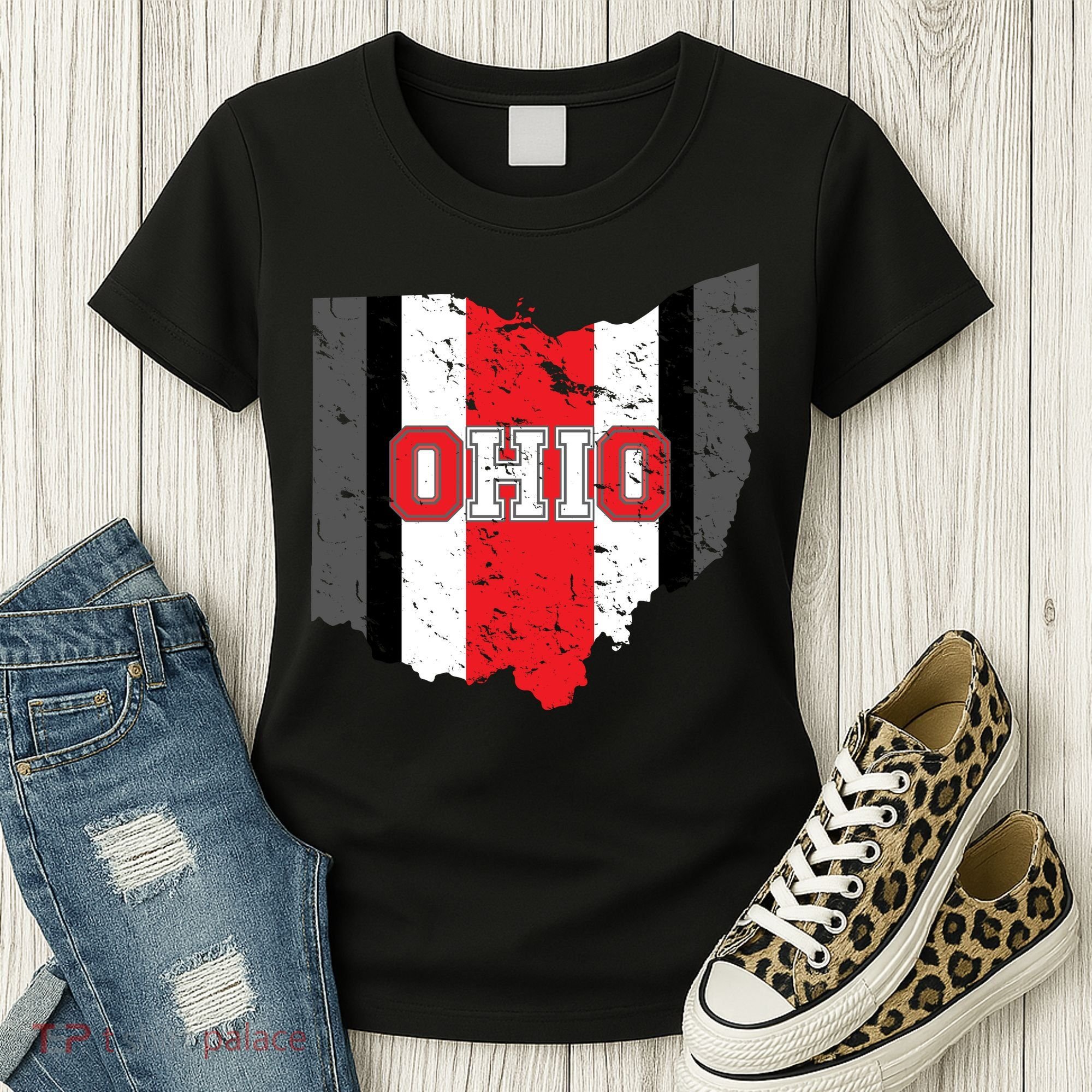 Ohio State Pride Striped Women's T-Shirt