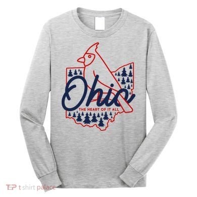 Ohio The Heart Of It All State Bird Cardinal Long Sleeve Shirt