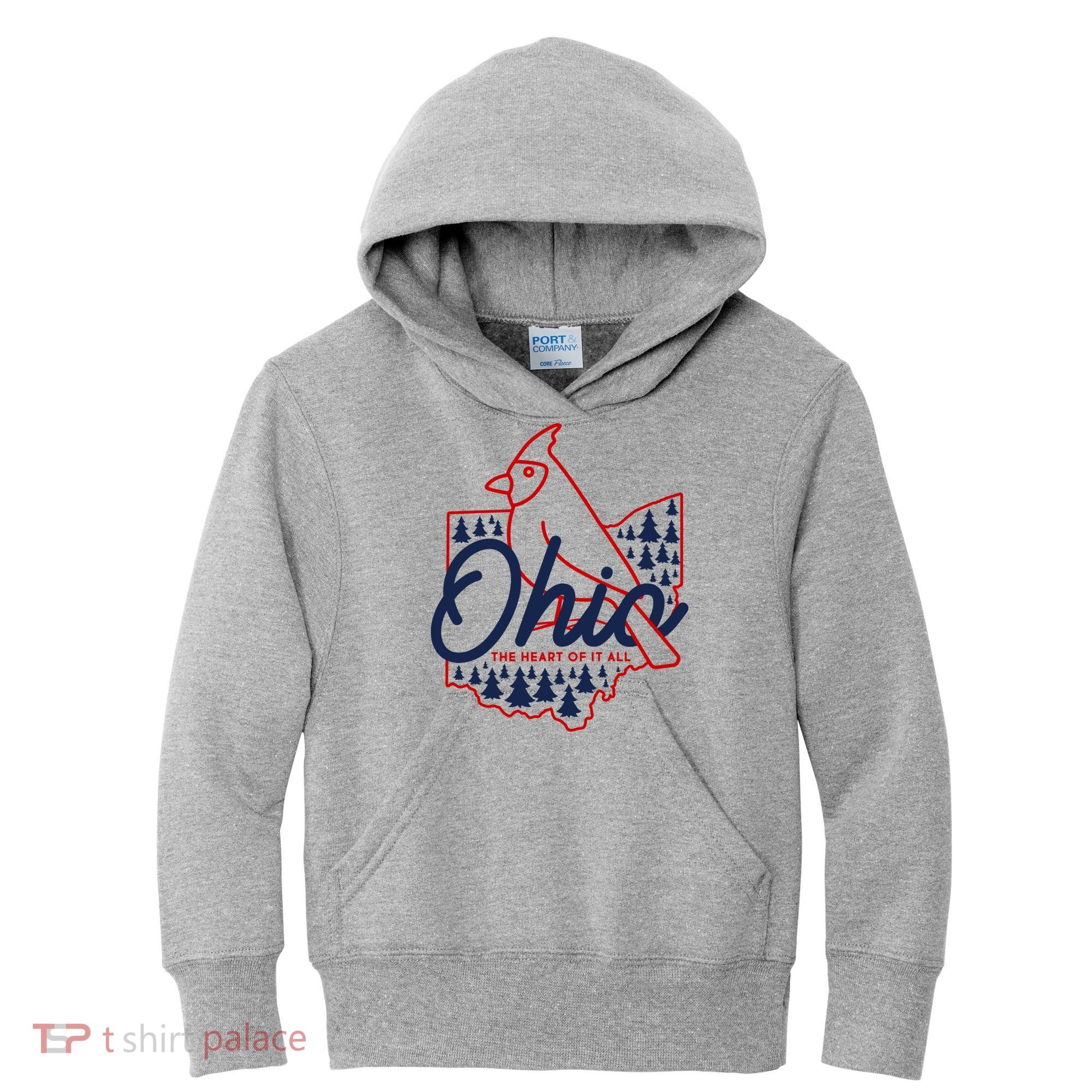 Ohio The Heart Of It All State Bird Cardinal Kids Hoodie