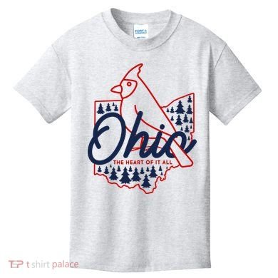 Ohio The Heart Of It All State Bird Cardinal Kids T-Shirt