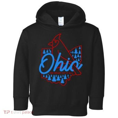Ohio The Heart Of It All State Bird Cardinal Toddler Hoodie