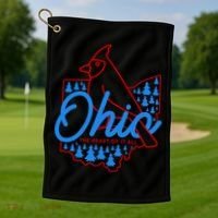 Ohio The Heart Of It All State Bird Cardinal Golf Towel thumb 1