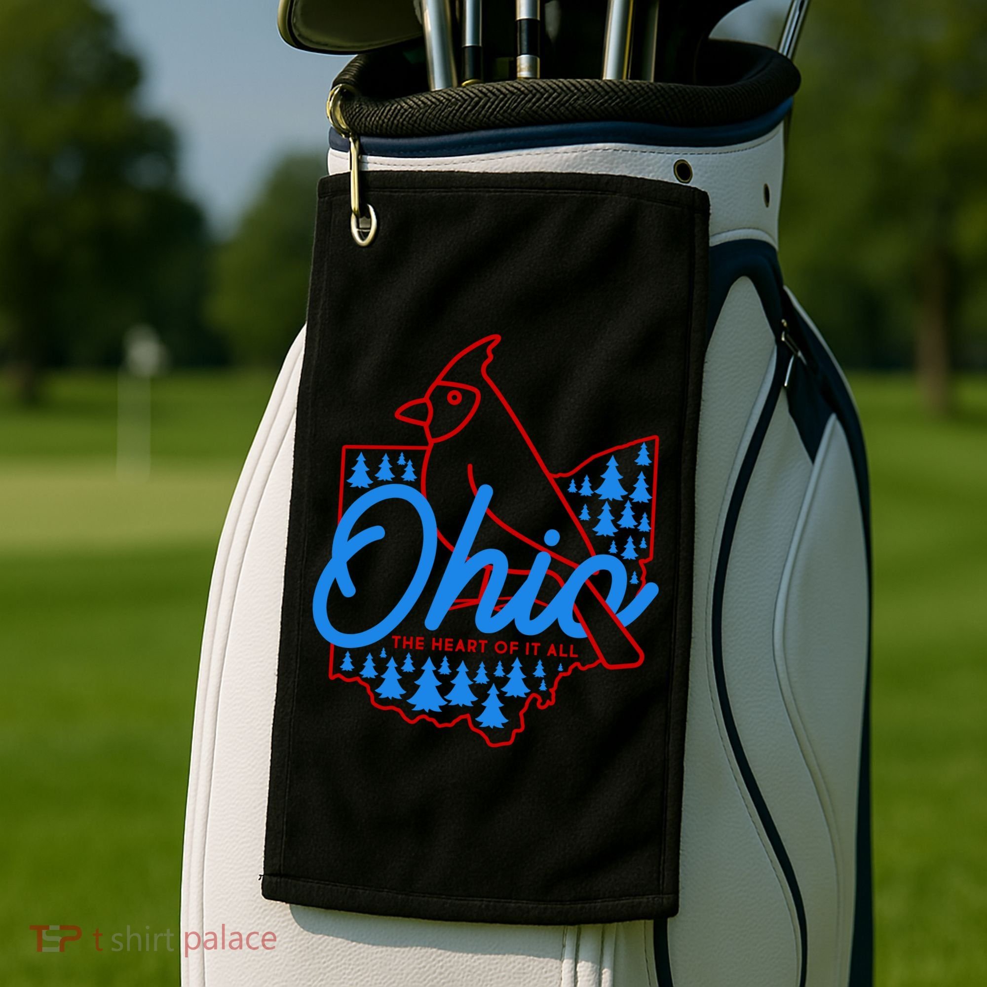 Ohio The Heart Of It All State Bird Cardinal Golf Towel