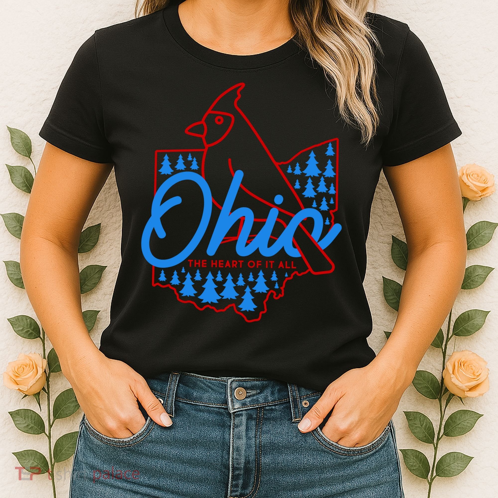 Ohio The Heart Of It All State Bird Cardinal Women's T-Shirt