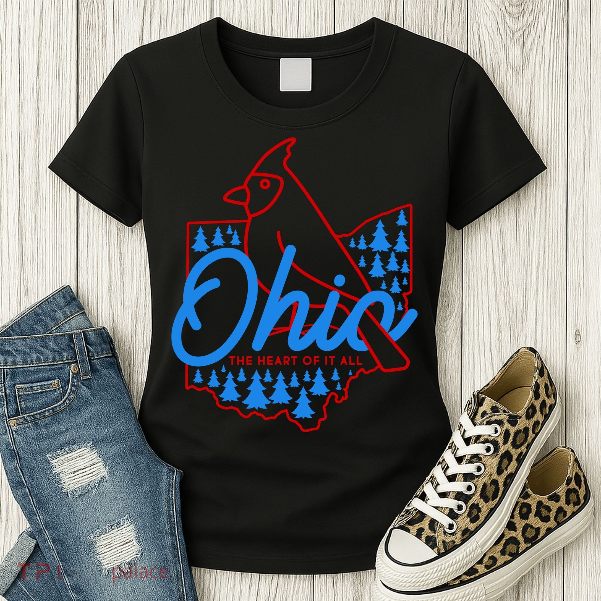 Ohio The Heart Of It All State Bird Cardinal Women's T-Shirt