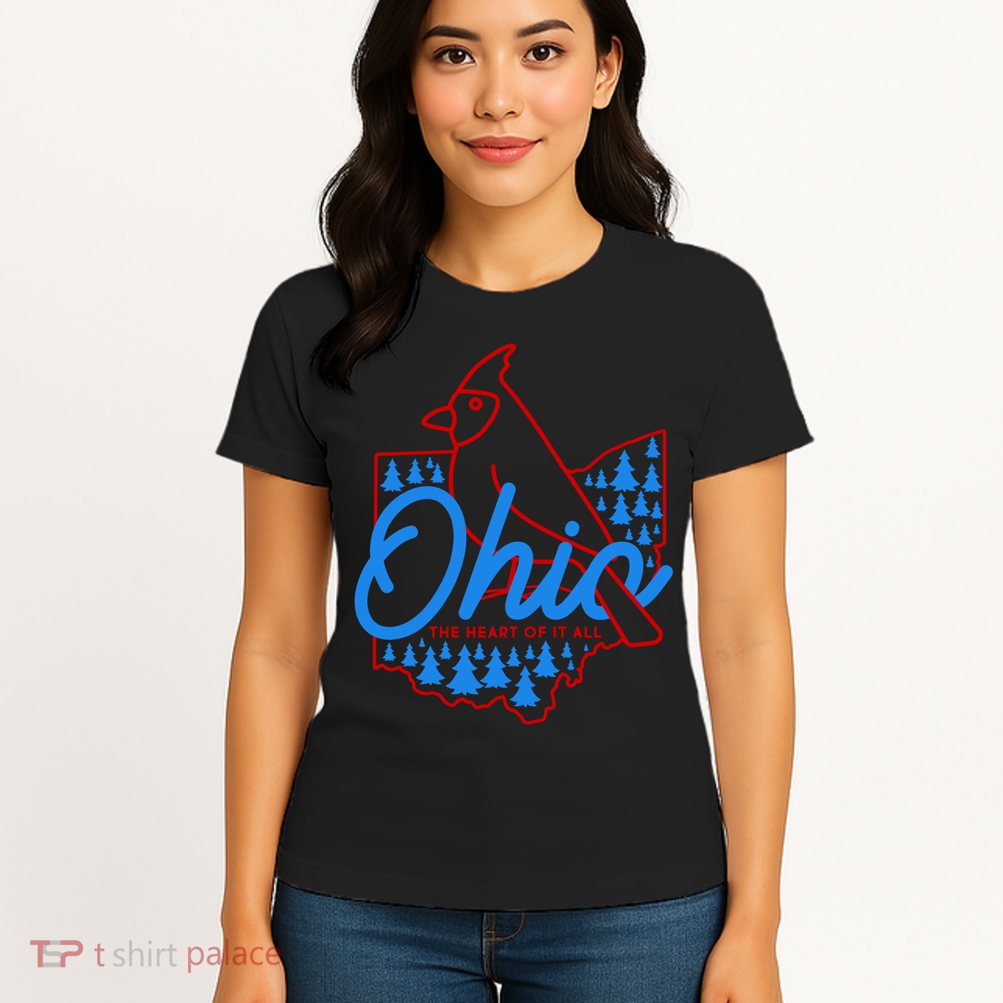 Ohio The Heart Of It All State Bird Cardinal Women's T-Shirt