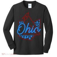 Ohio The Heart Of It All State Bird Cardinal Kids Long Sleeve Shirt thumb 0