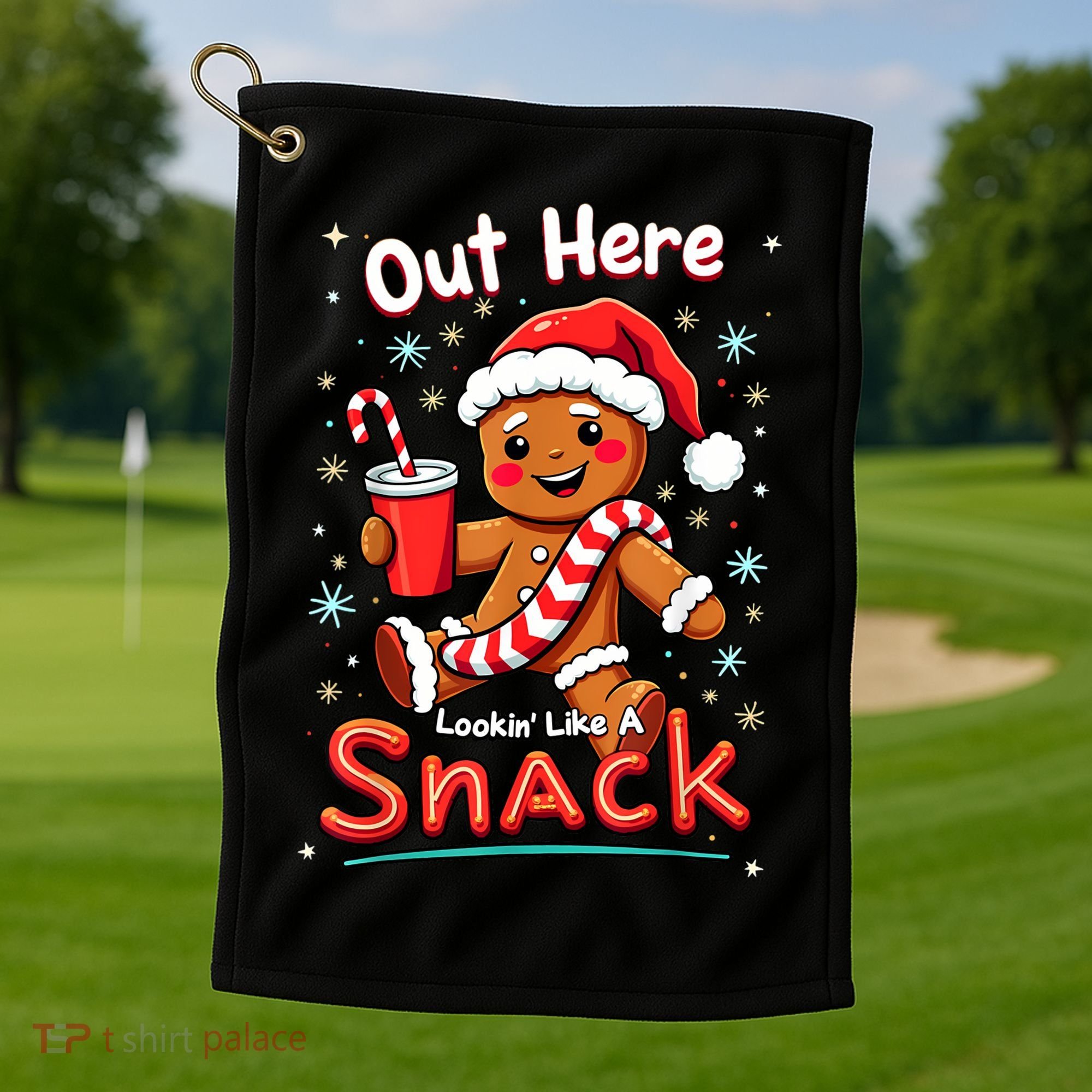 Out Here Looking Like A Snack Christmas Funny Boujee Xmas Golf Towel