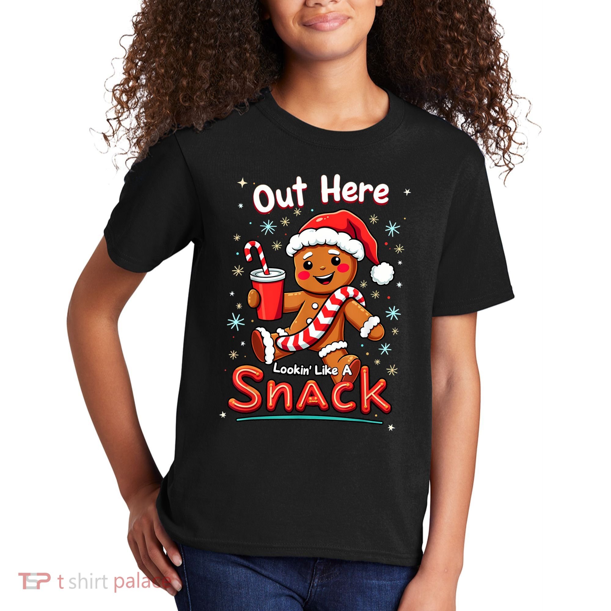 Out Here Looking Like A Snack Christmas Funny Boujee Xmas Kids T-Shirt