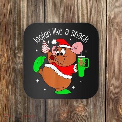 Out Here Looking Like A Snack Funny Mouse Christmas Coaster