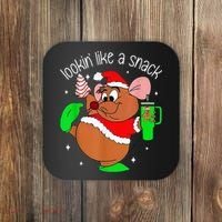 Out Here Looking Like A Snack Funny Mouse Christmas Coaster thumb 0