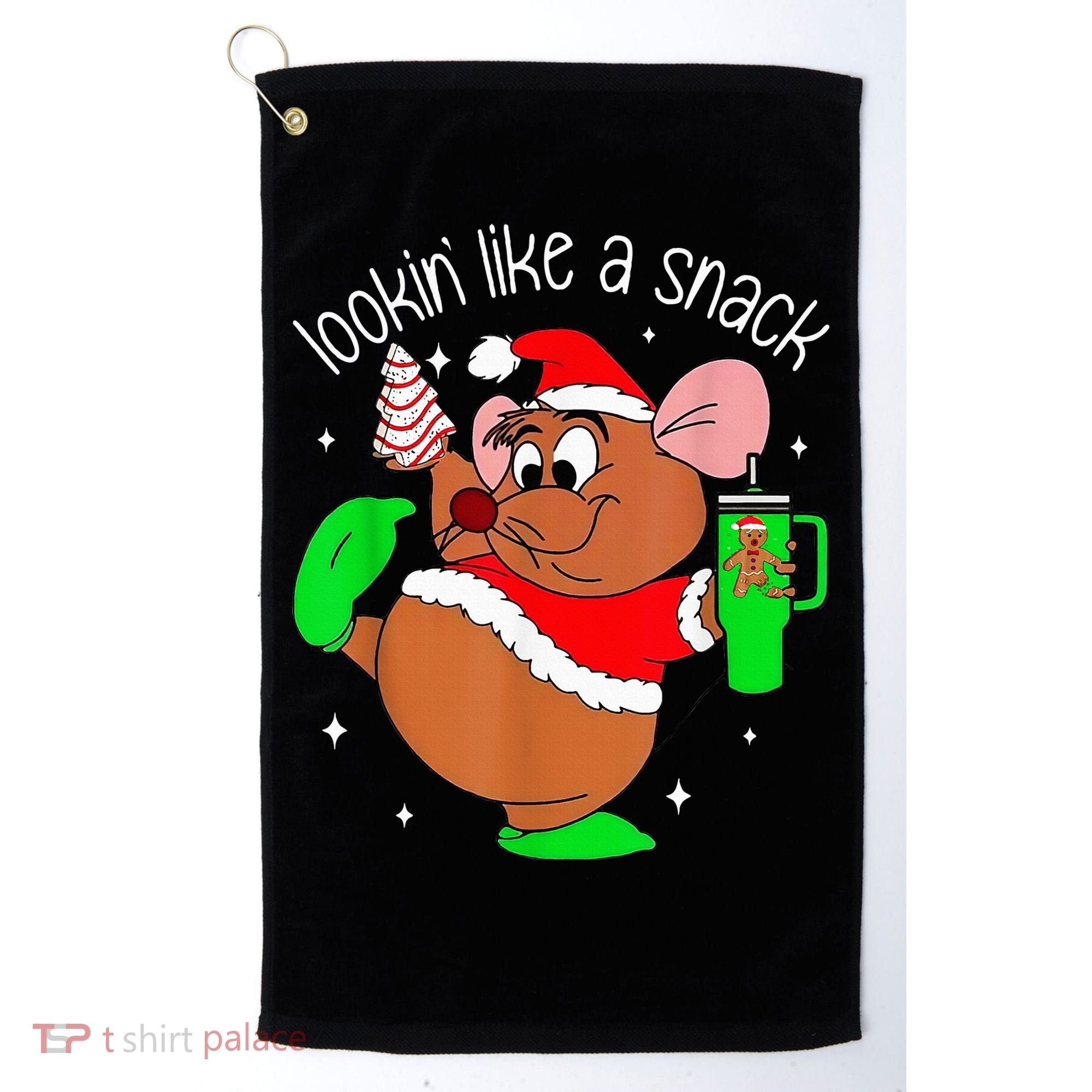 Out Here Looking Like A Snack Funny Mouse Christmas Golf Towel
