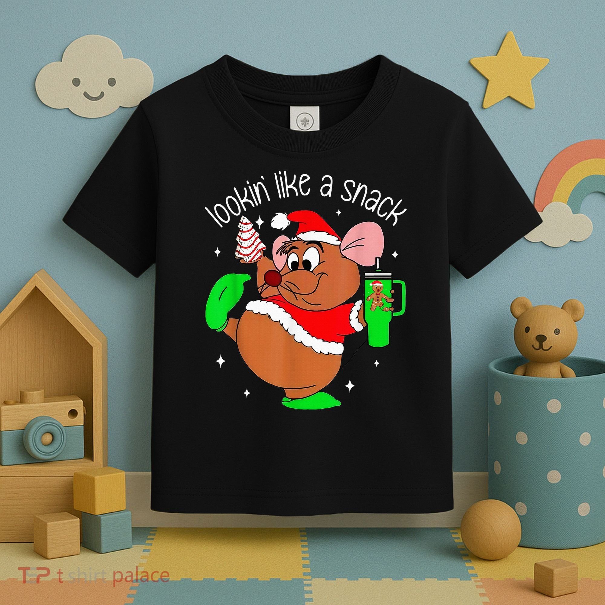 Out Here Looking Like A Snack Funny Mouse Christmas Toddler T-Shirt