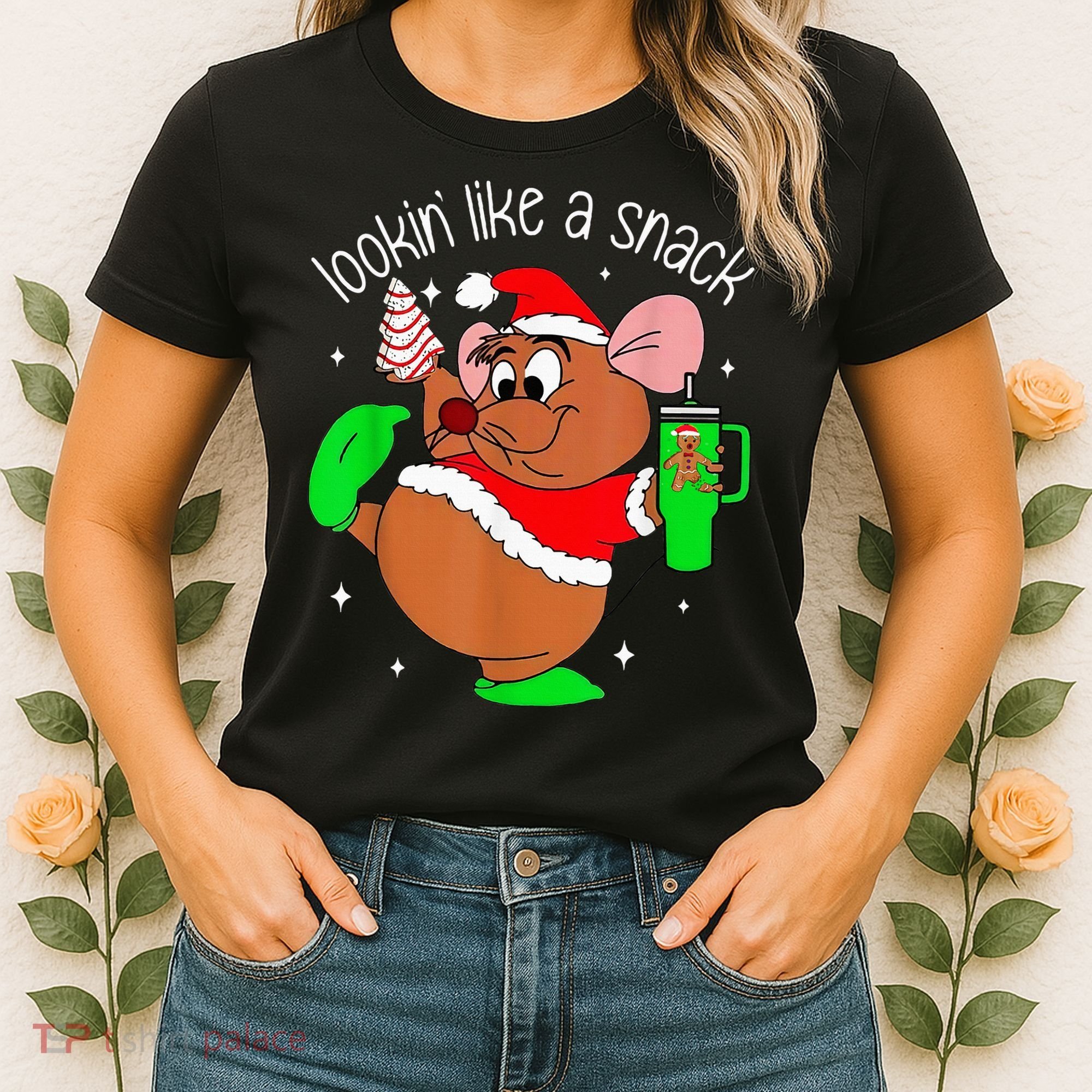 Out Here Looking Like A Snack Funny Mouse Christmas Women's T-Shirt