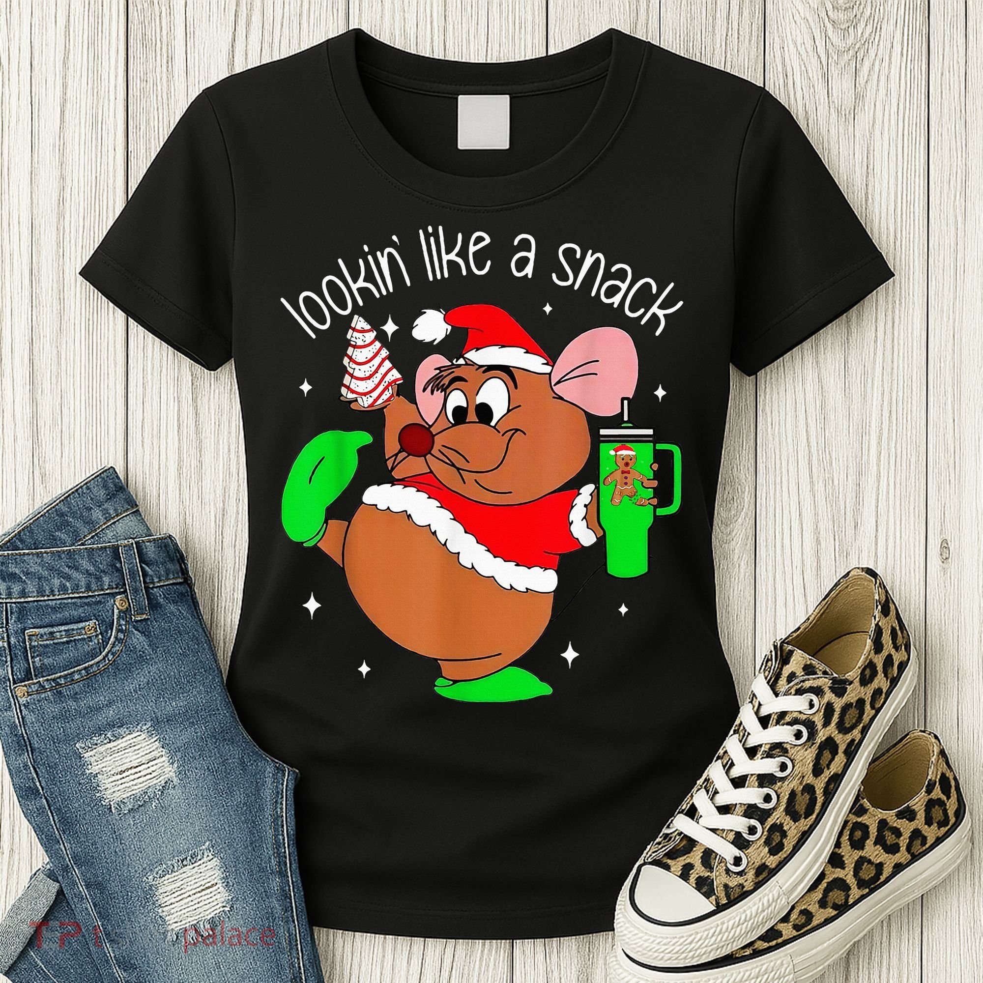 Out Here Looking Like A Snack Funny Mouse Christmas Women's T-Shirt