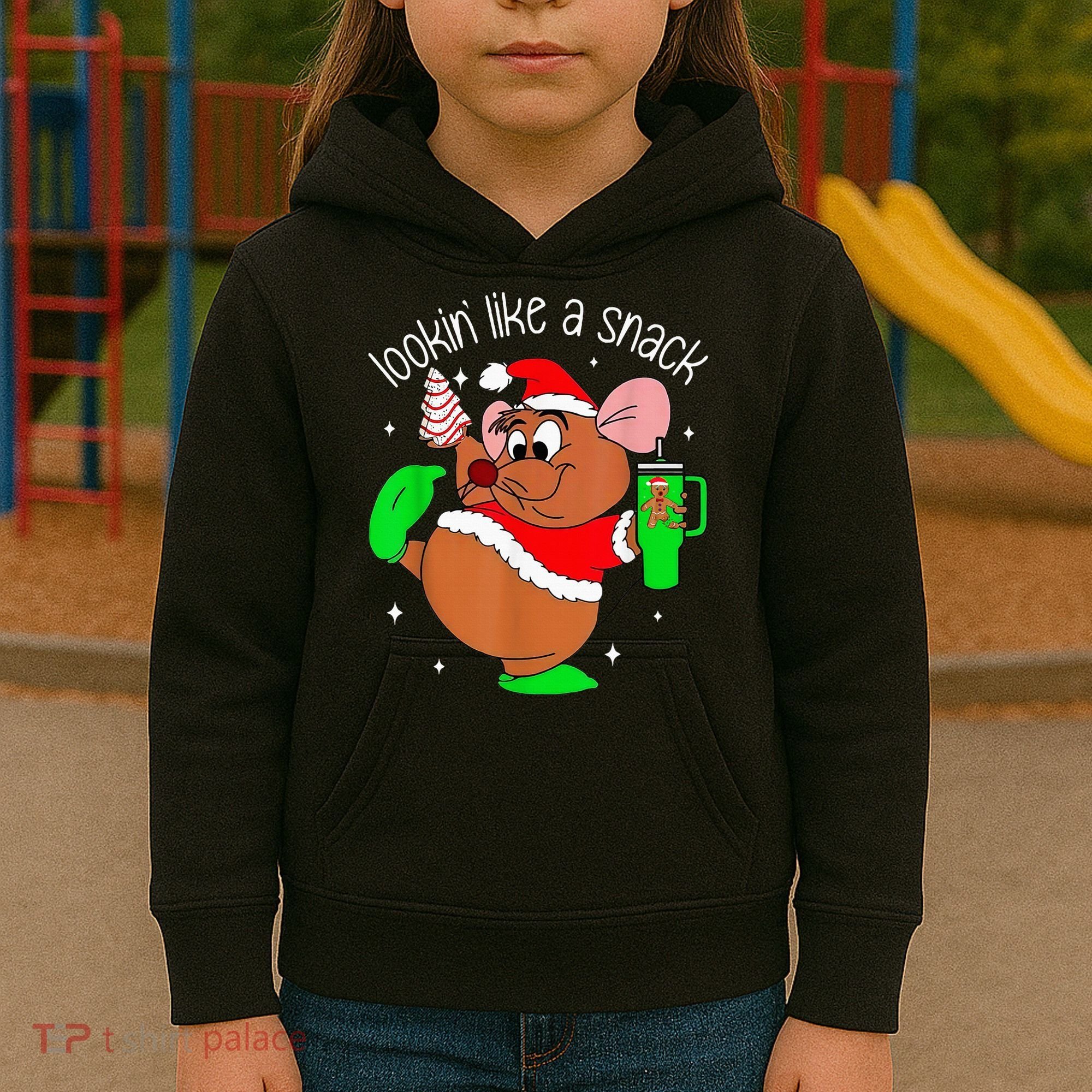 Out Here Looking Like A Snack Funny Mouse Christmas Kids Hoodie