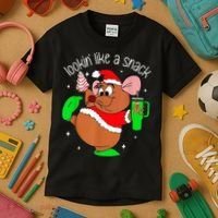 Out Here Looking Like A Snack Funny Mouse Christmas Kids T-Shirt thumb 3