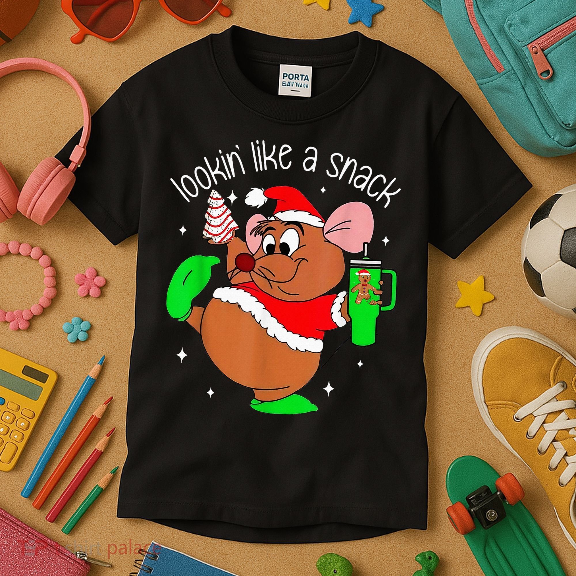 Out Here Looking Like A Snack Funny Mouse Christmas Kids T-Shirt