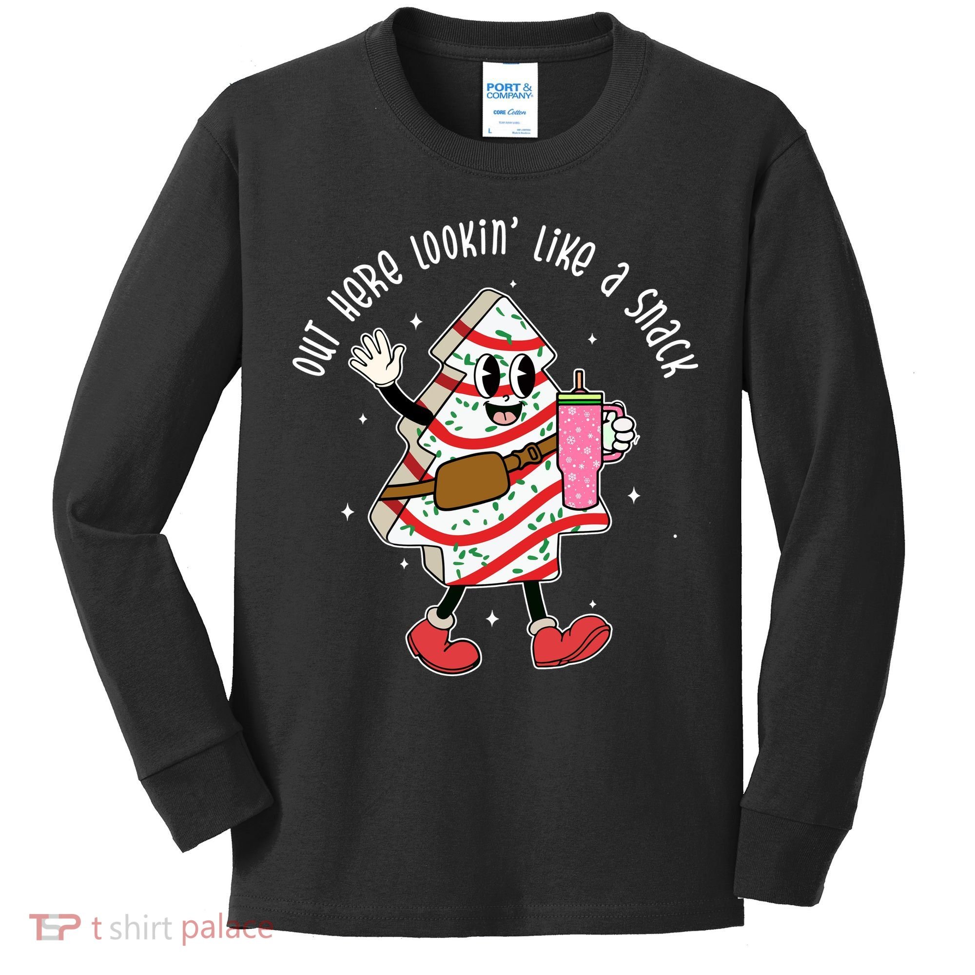 Out Here Lookin Like A Snack Christmas Funny Kids Long Sleeve Shirt