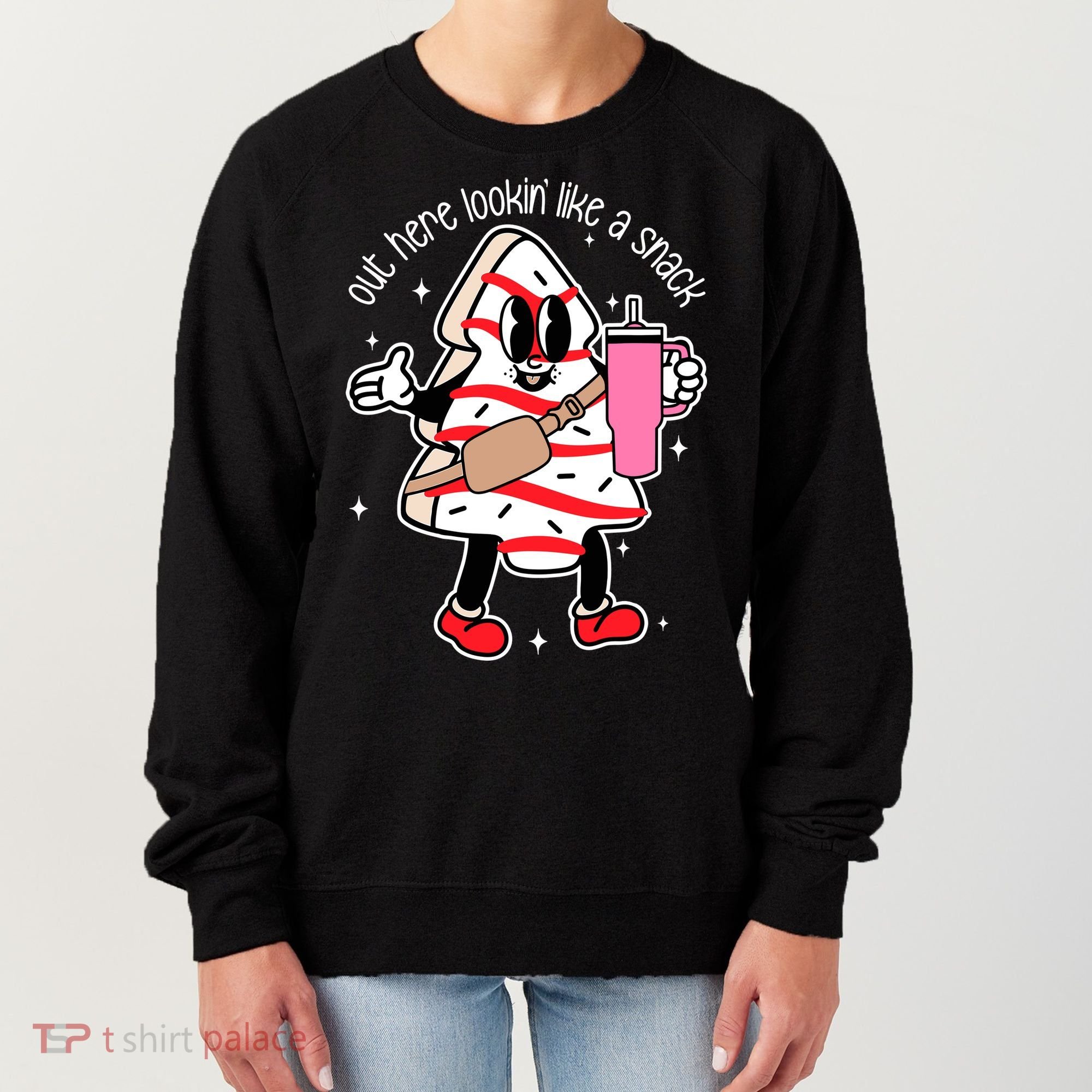 Out Here Looking Like A Snack Cute Boo Jee Xmas Trees Cakes Women's Sweatshirt