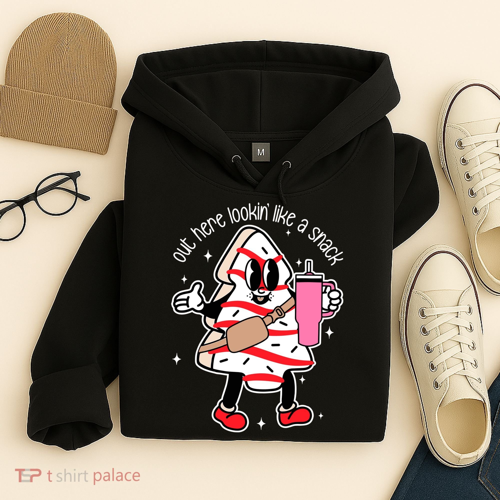 Out Here Looking Like A Snack Cute Boo Jee Xmas Trees Cakes Hoodie