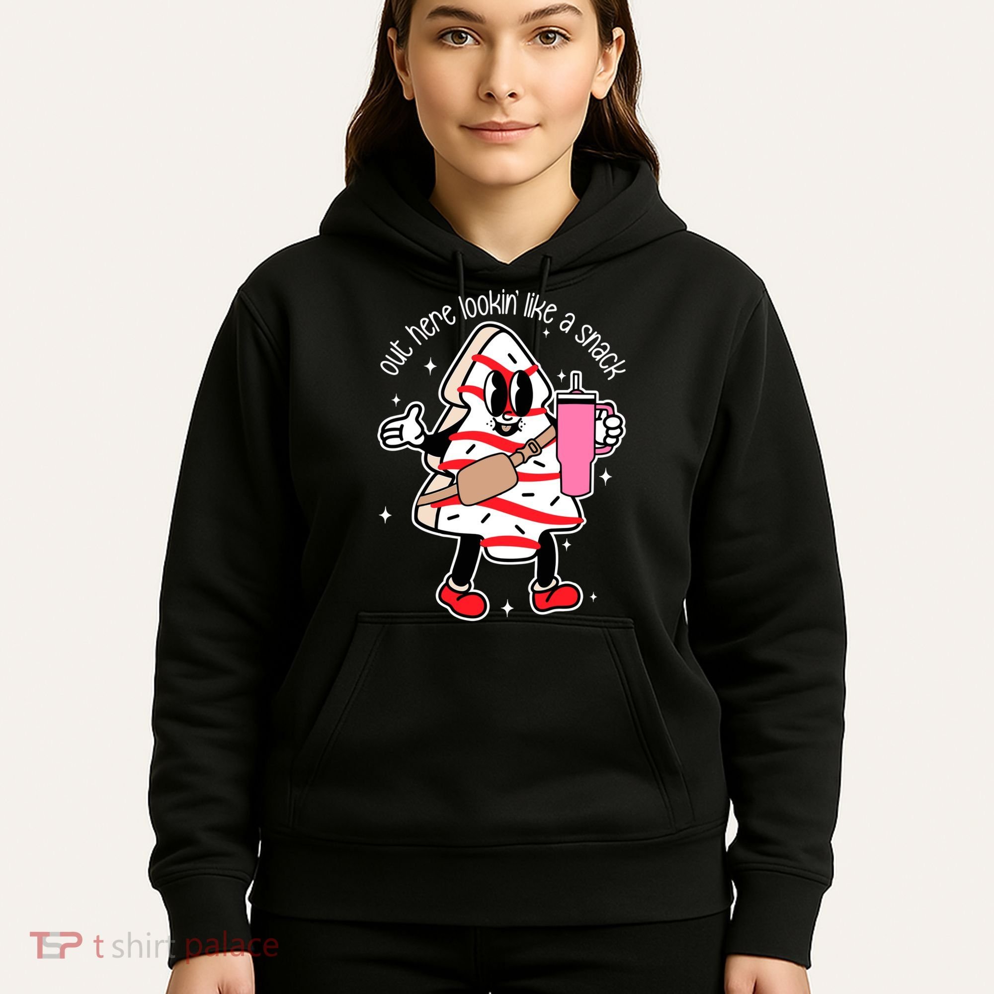 Out Here Looking Like A Snack Cute Boo Jee Xmas Trees Cakes Hoodie