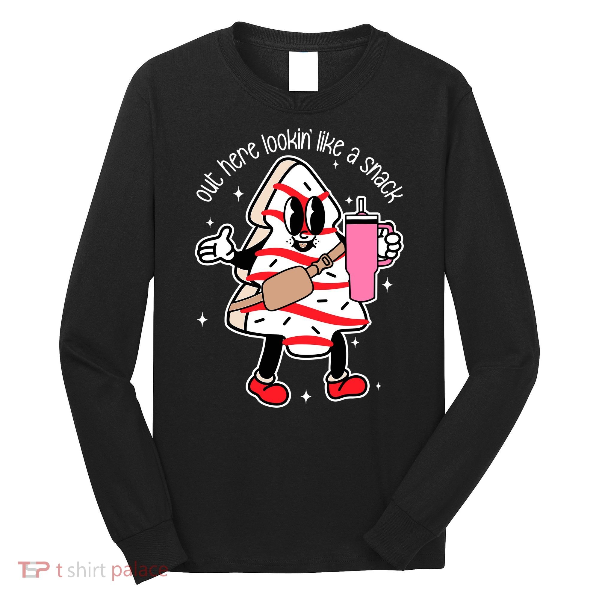 Out Here Looking Like A Snack Cute Boo Jee Xmas Trees Cakes Long Sleeve Shirt