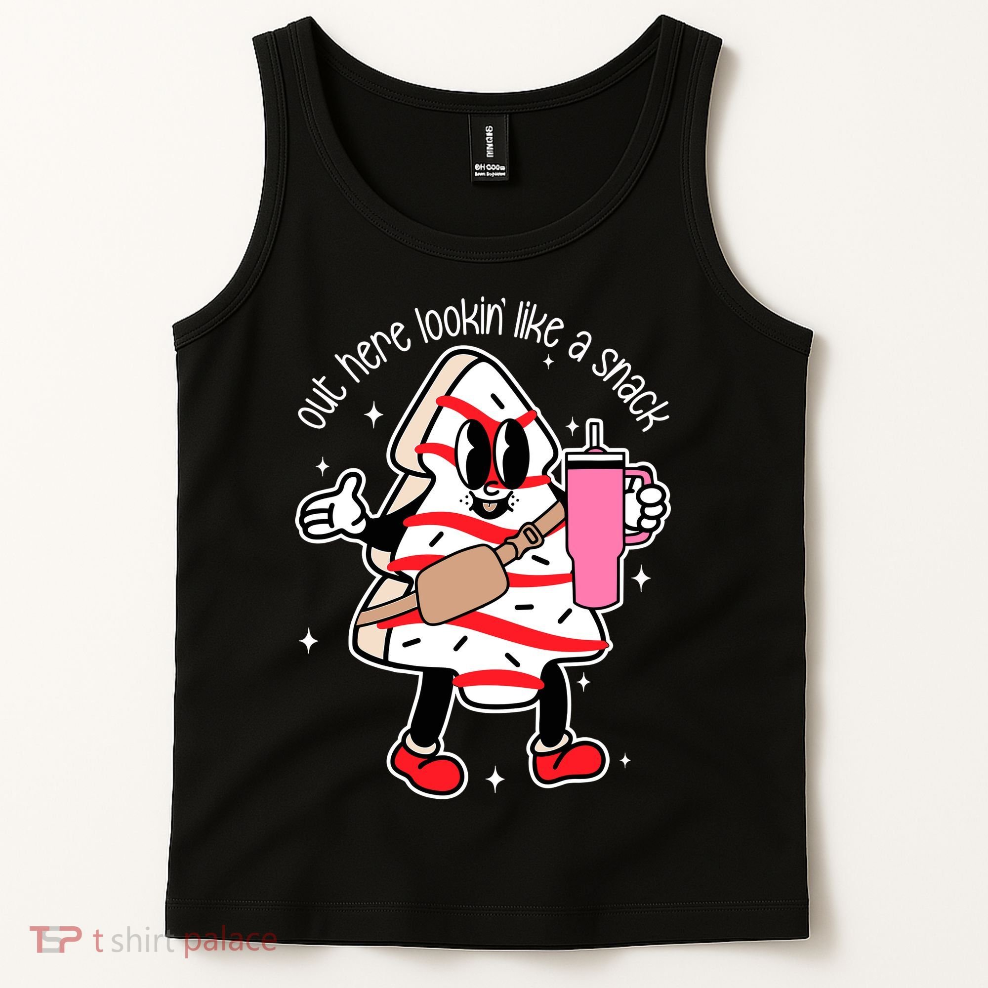 Out Here Looking Like A Snack Cute Boo Jee Xmas Trees Cakes Tank Top