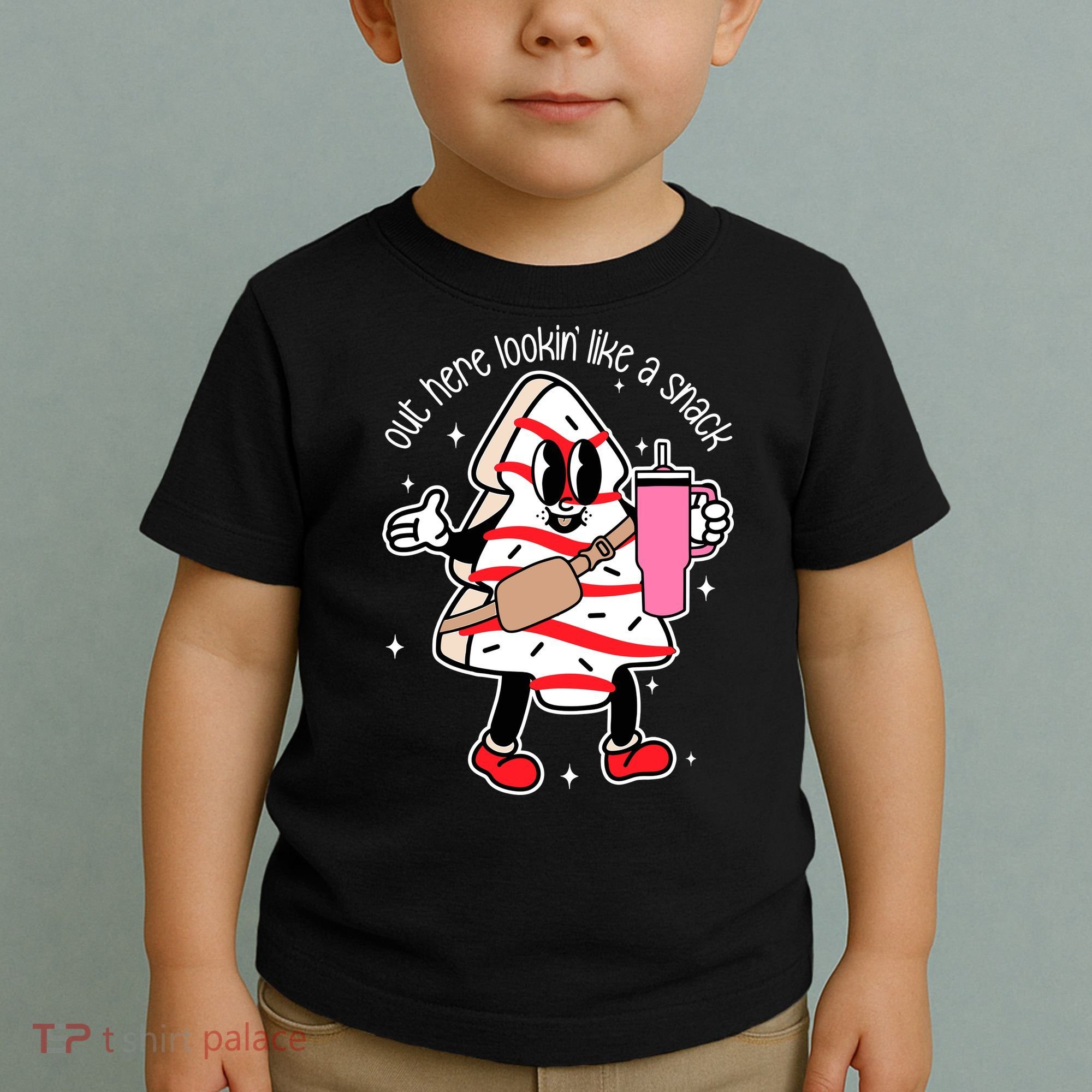 Out Here Looking Like A Snack Cute Boo Jee Xmas Trees Cakes Toddler T-Shirt