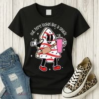 Out Here Looking Like A Snack Cute Boo Jee Xmas Trees Cakes Women's T-Shirt thumb 3