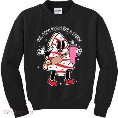 Out Here Looking Like A Snack Cute Boo Jee Xmas Trees Cakes Kids Sweatshirt